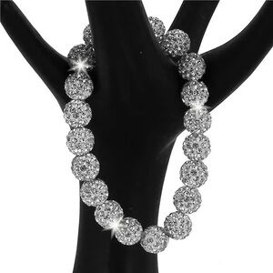 SILVER BLING Micro Pave Set Crystal BLING Disco shambala Ball statement Bracelet